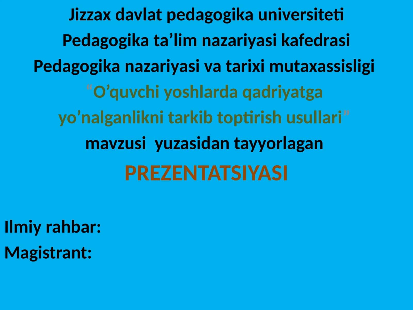 O’quvchi yoshlarda qadriyatga  yo’nalganlikni tarkib toptirish usullari