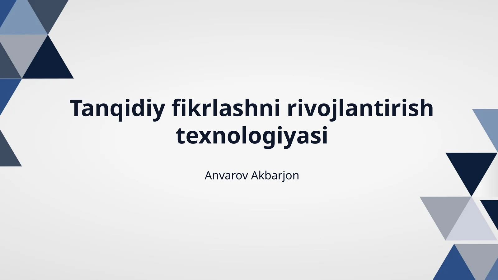 Tanqidiy fikrlashni rivojlantirish texnologiyasi