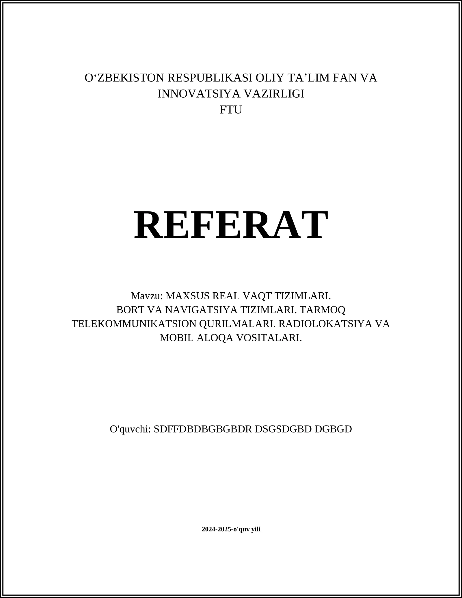 MAXSUS REAL VAQT TIZIMLARI