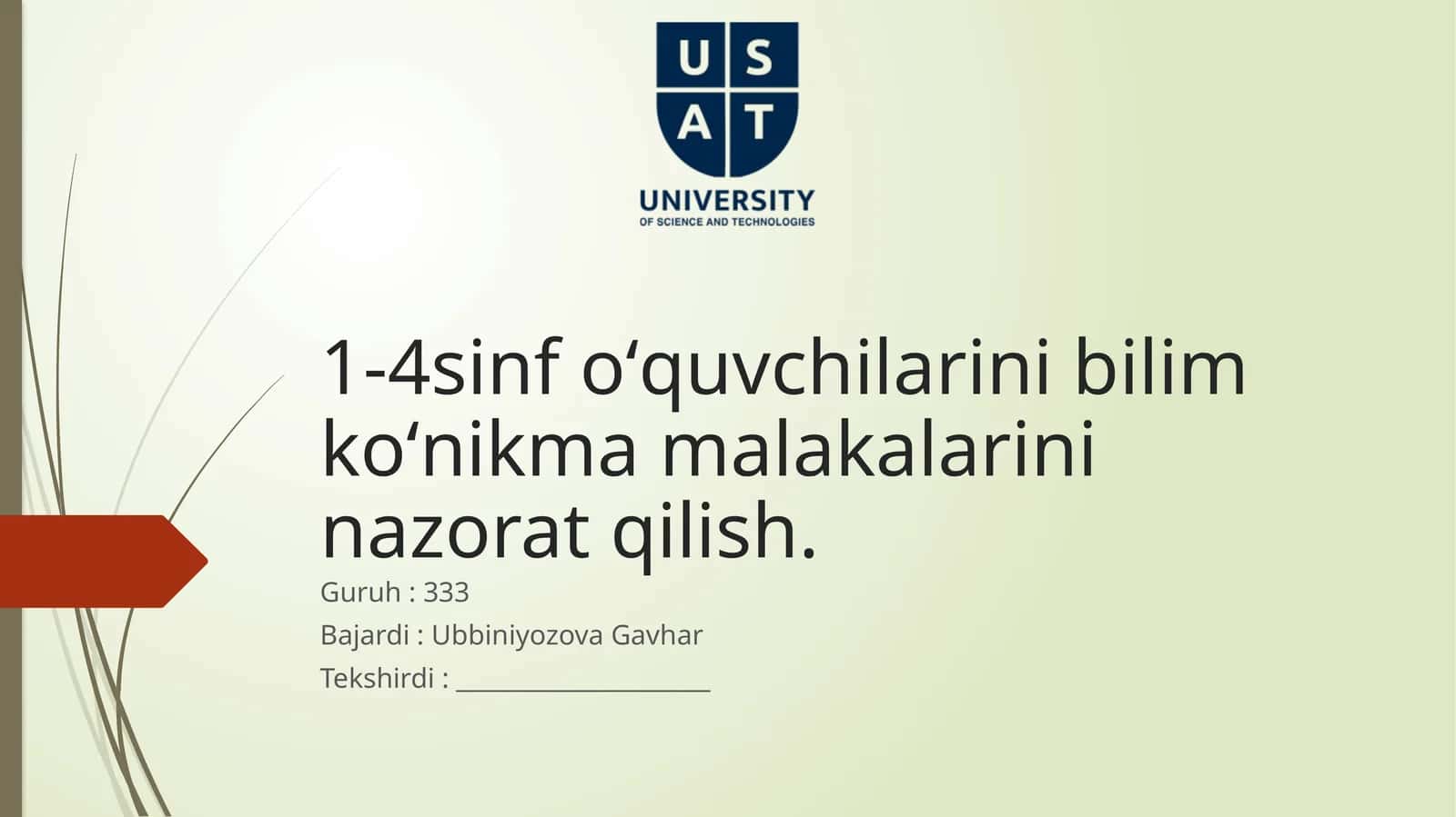 O'quvchilarni Bilim, Ko'nikva Malakalarni Nazorat Qilish