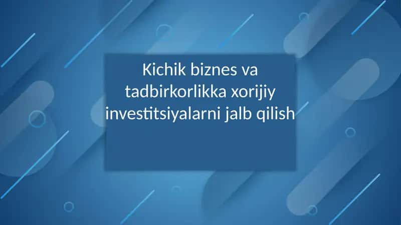 Kichik biznes va tadbirkorlik