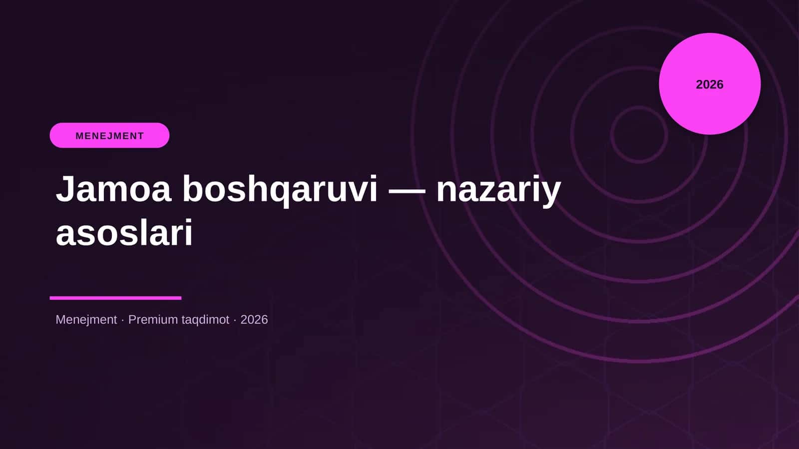Jamoa boshqaruvi — nazariy asoslari