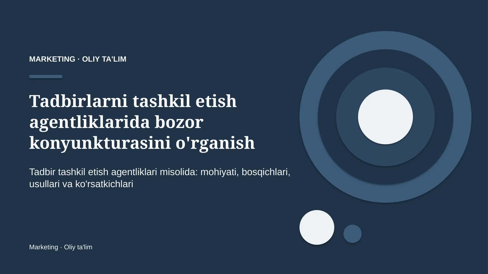 tadbirlarni tashkil etish agentliklarida bozor konyunkturasini o'rganish 9660