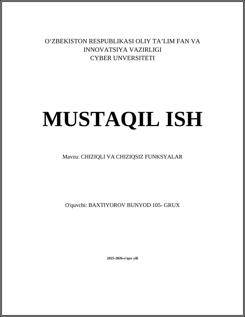 CHIZIQLI VA CHIZIQSIZ FUNKSYALAR