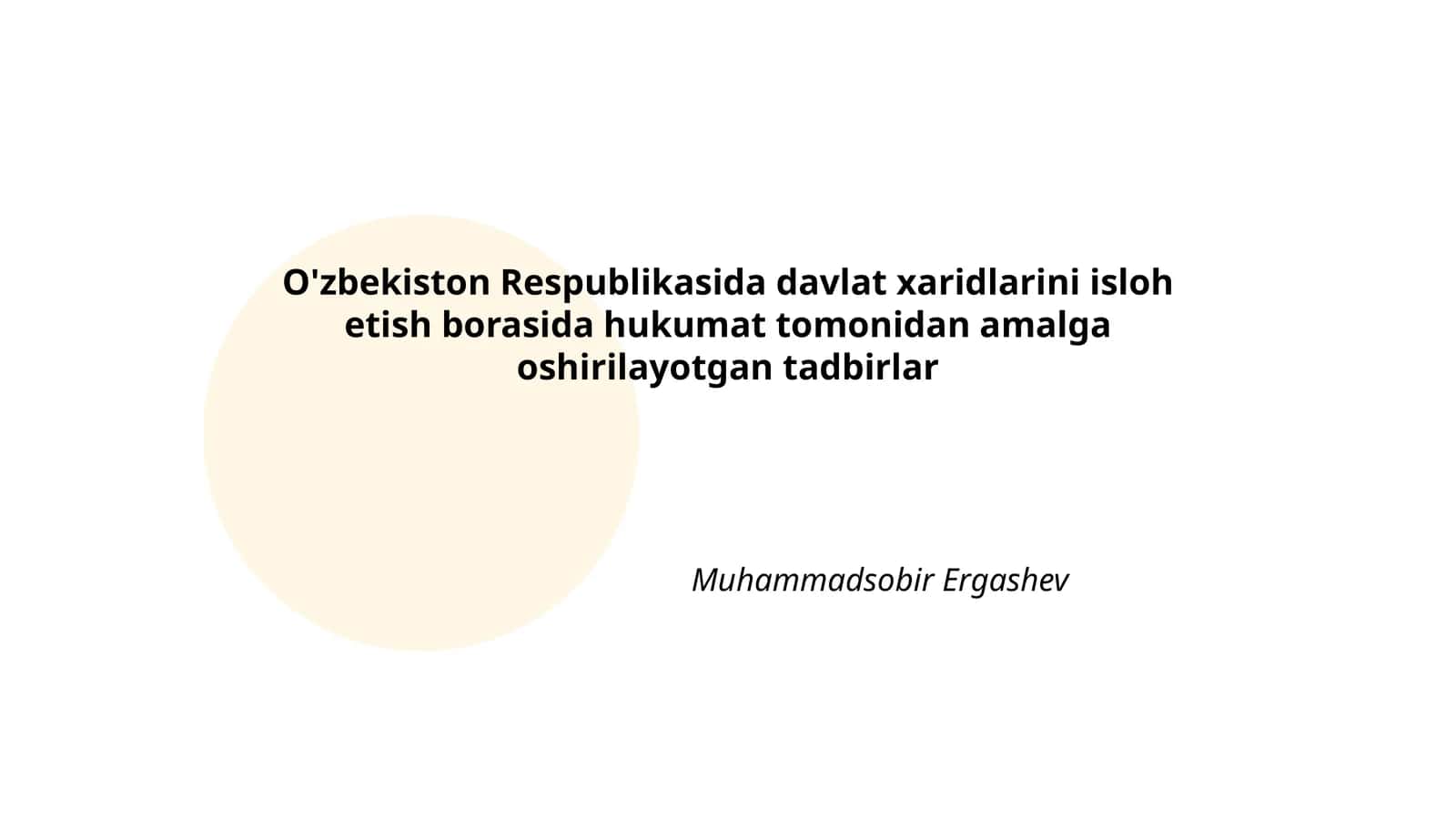 Davlat xaridlari tizimini isloh etish strategiyasi