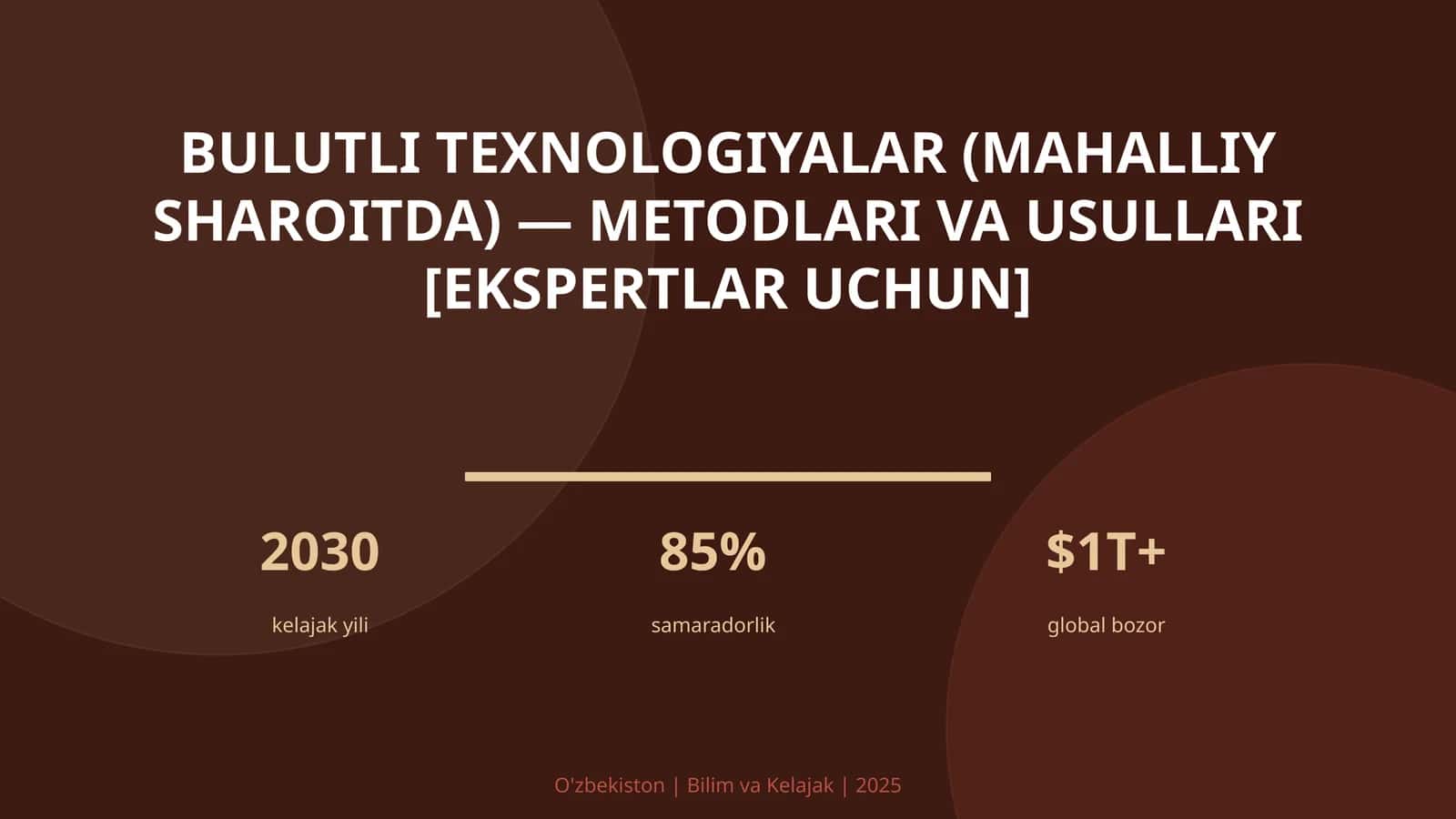 Bulutli texnologiyalar (mahalliy sharoitda) — metodlari va usullari [ekspertlar uchun]