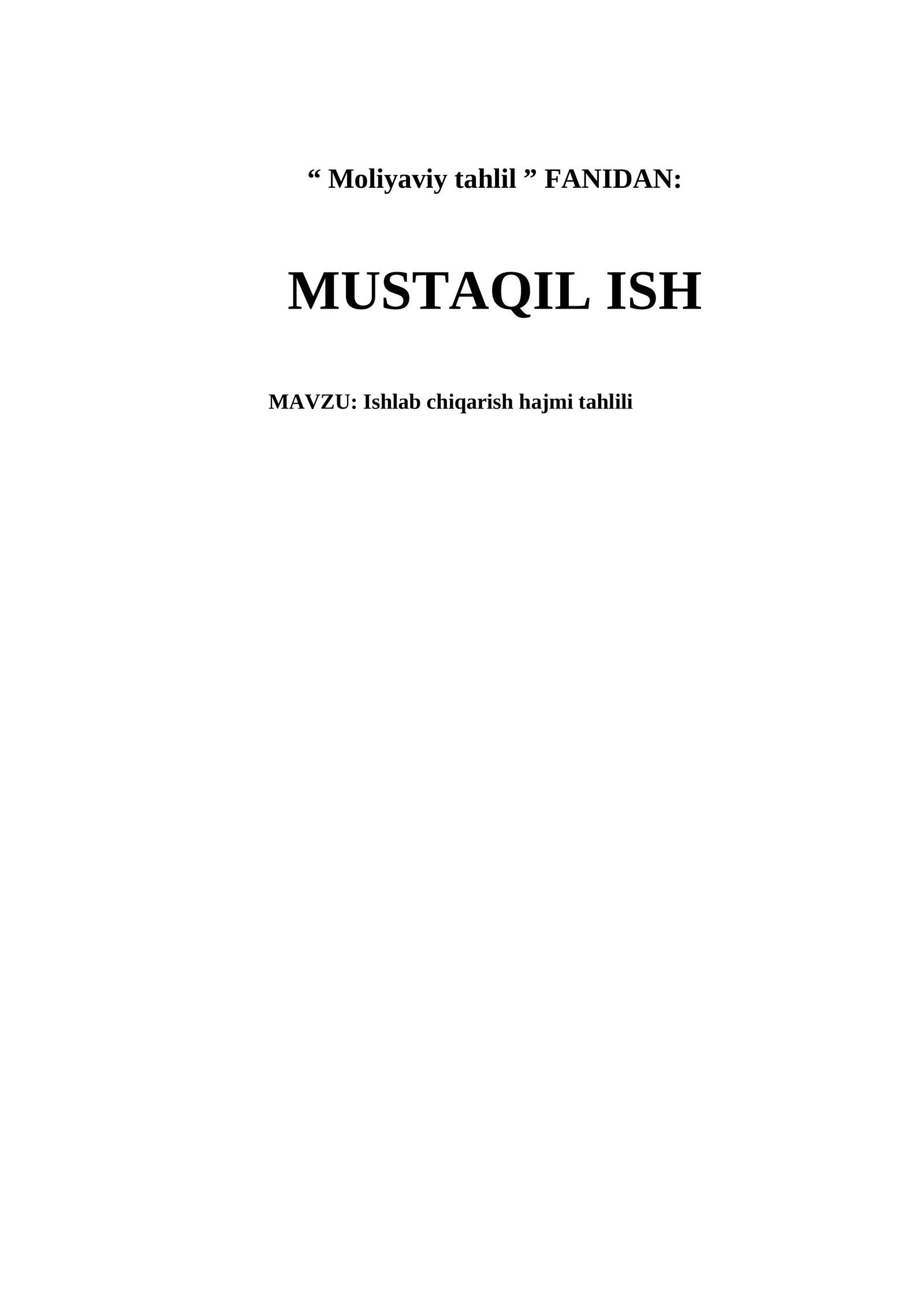 Ishlab chiqarish hajmi tahlili