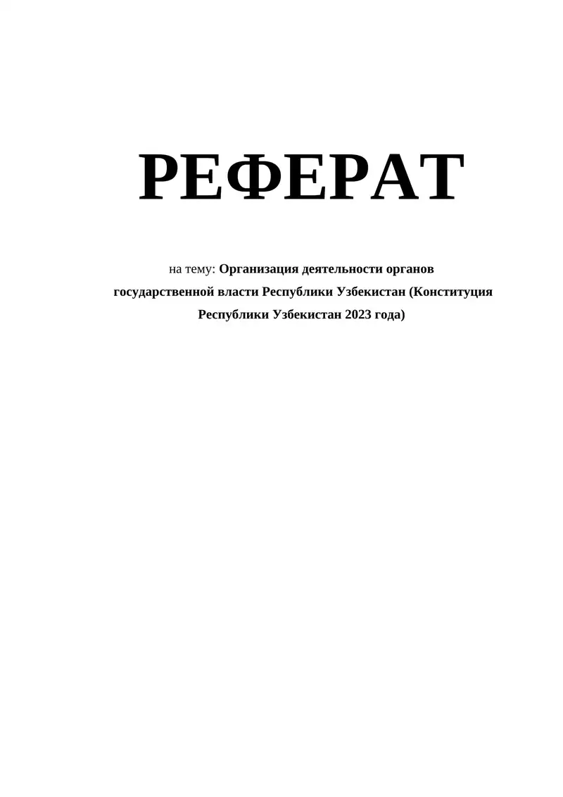 Организация деятельности органов государственной власти Республики Узбекистан (Конституция Республики Узбекистан 2023 года)