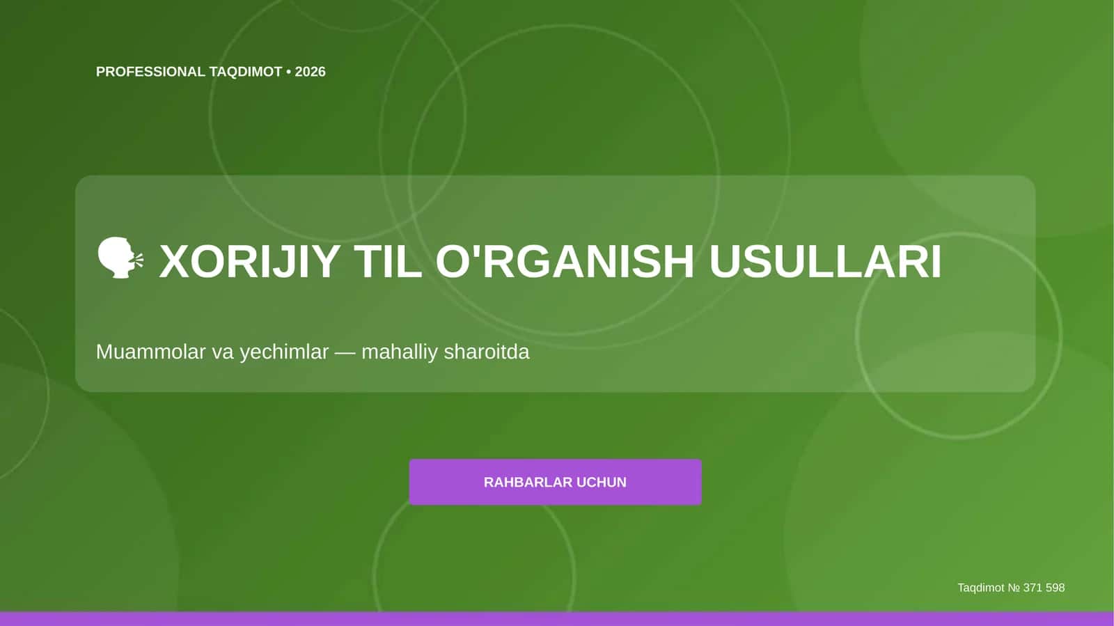 XORIJIY TIL O'RGANISH USULLARI