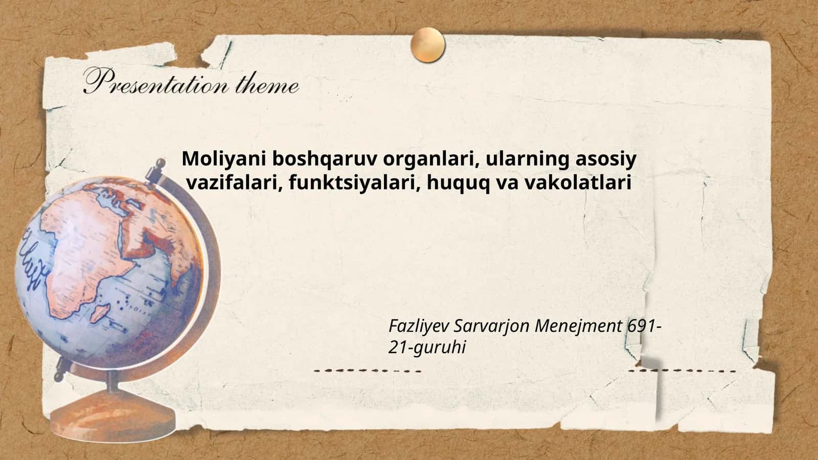 Moliyani boshqaruv organlari, ularning asosiy vazifalari, funktsiyalari, huquq va vakolatlari