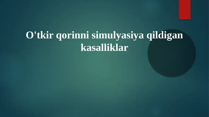 O'tkirqorinni-simulyatsiya qilish