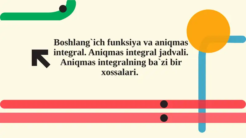Boshlang`ich funksiya va aniqmas integral. Aniqmas integral jadvali. Aniqmas integralning ba`zi bir xossalari.