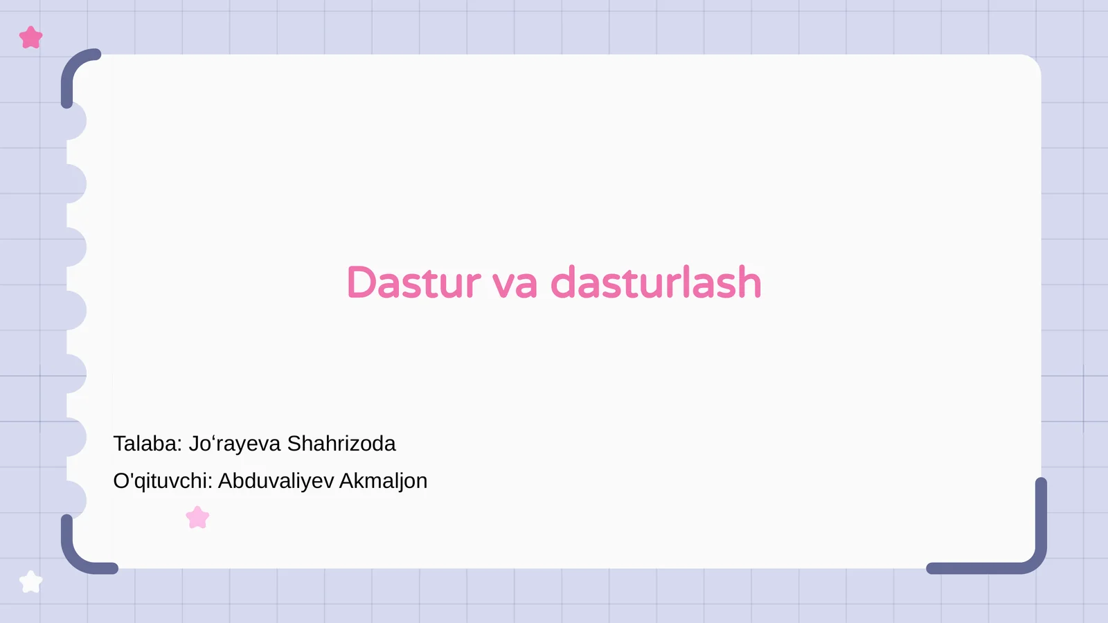 Dastur va dasturlash