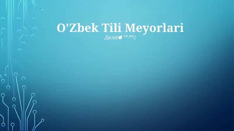 O'Zbek Tili Meyorlari