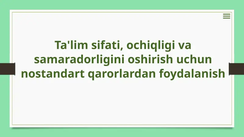 Nostandart qarorlar tushunchasi