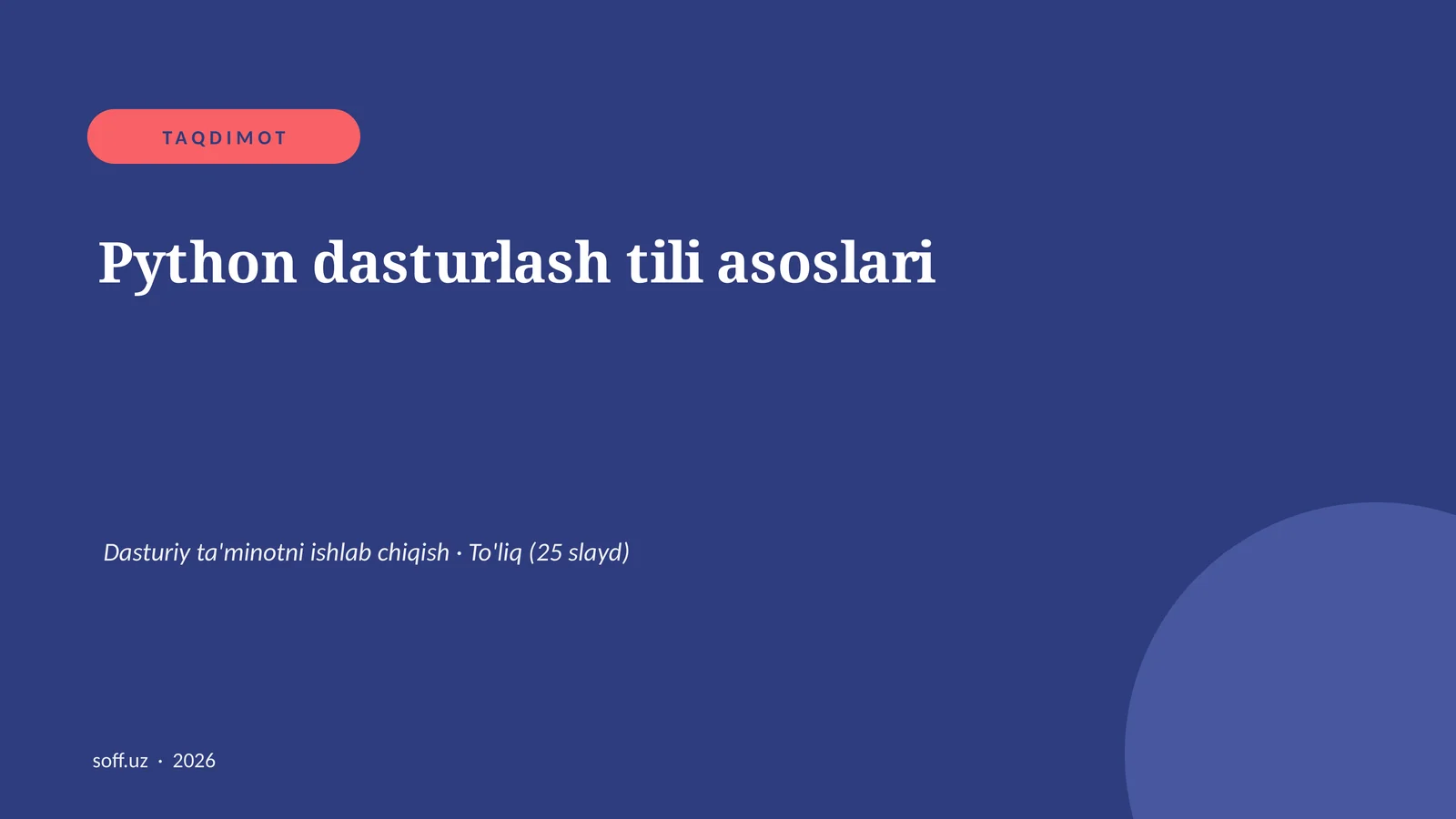Python dasturlash tili asoslari