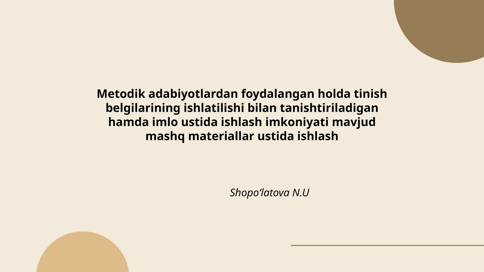 Metodik adabiyotlardan foydalangan holda tinish belgilarining ishlatilishi bilan tanishtiriladigan hamda imlo ustida ishlash imkoniyati mavjud mashq materiallar ustida ishlash