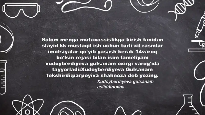 Mutaxassislikga kirish fanidan slayd