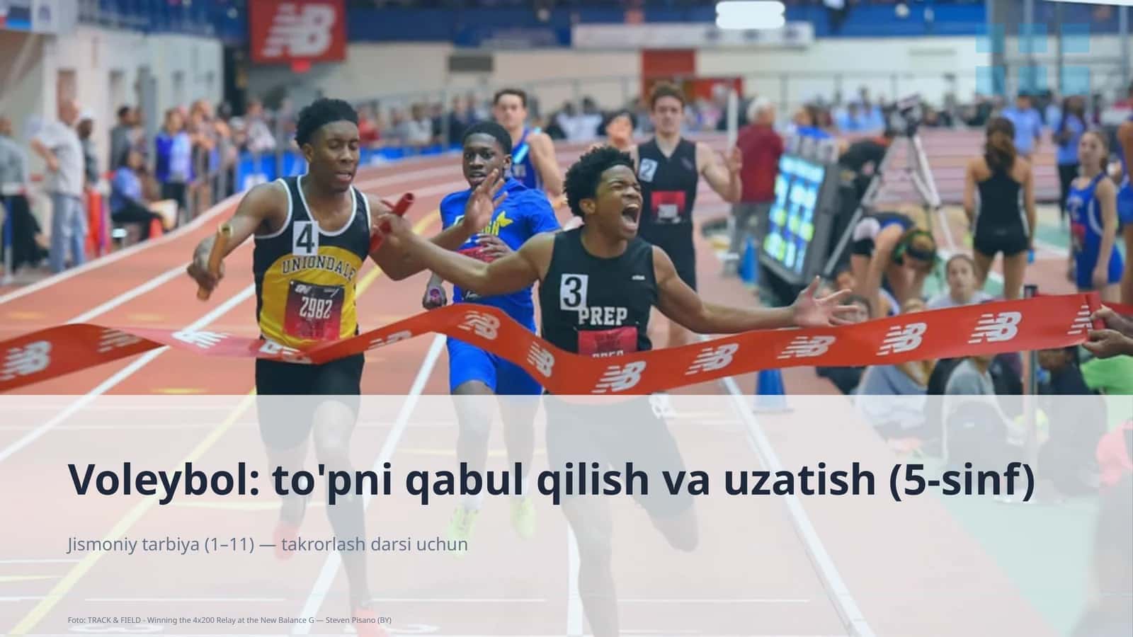 Voleybol: to'pni qabul qilish va uzatish (5-sinf)