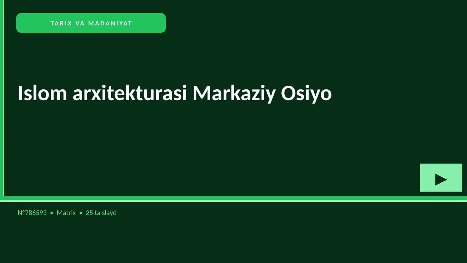 Islom arxitekturasi Markaziy Osiyo