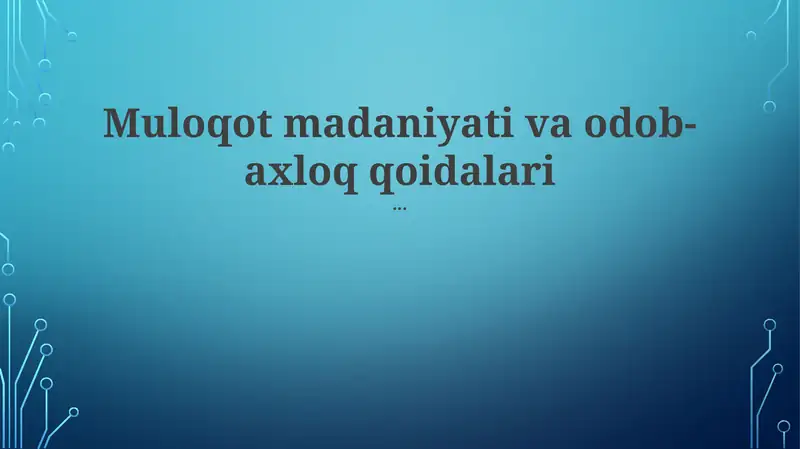 Og'zaki Muloqot Odobi