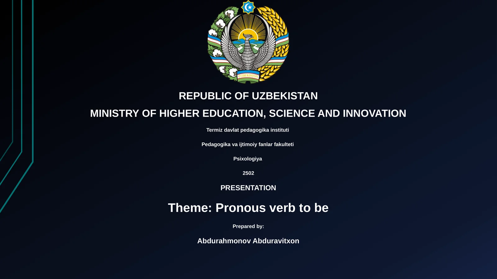 Pronous verb to be