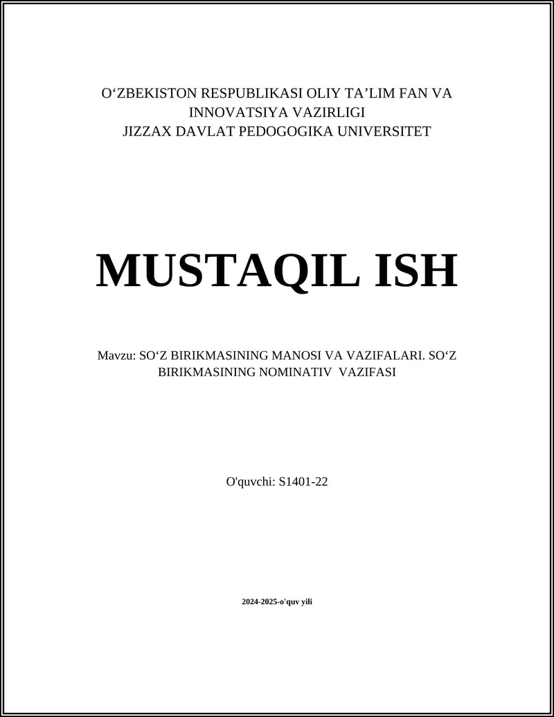 SOʻZ BIRIKMALARI TURLARI