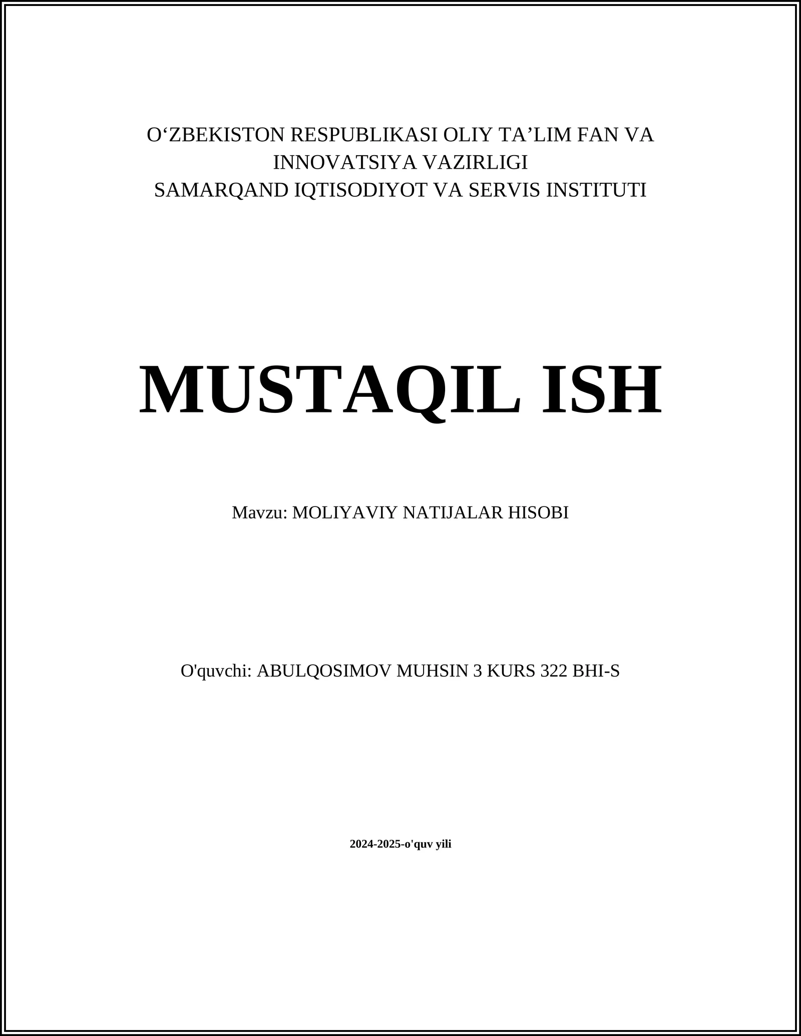 Moliyaviy natijalar tahlili