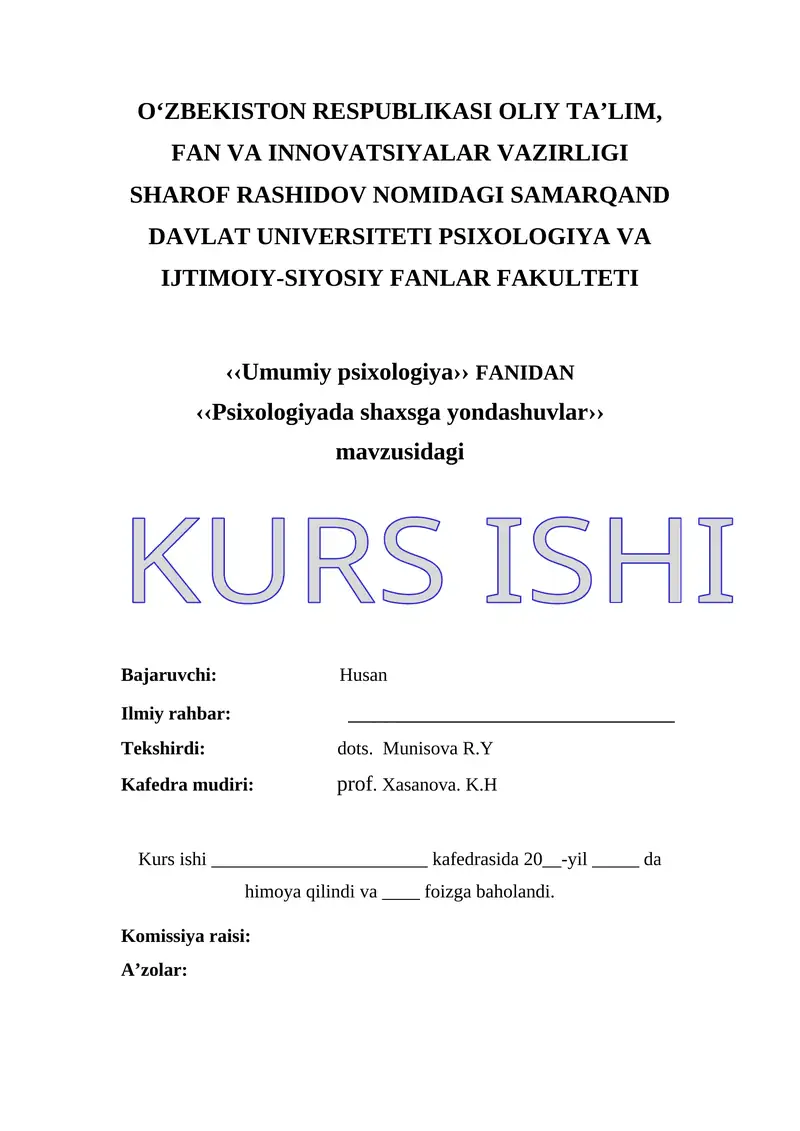 Psixologiyada shaxsga yondashuvlar