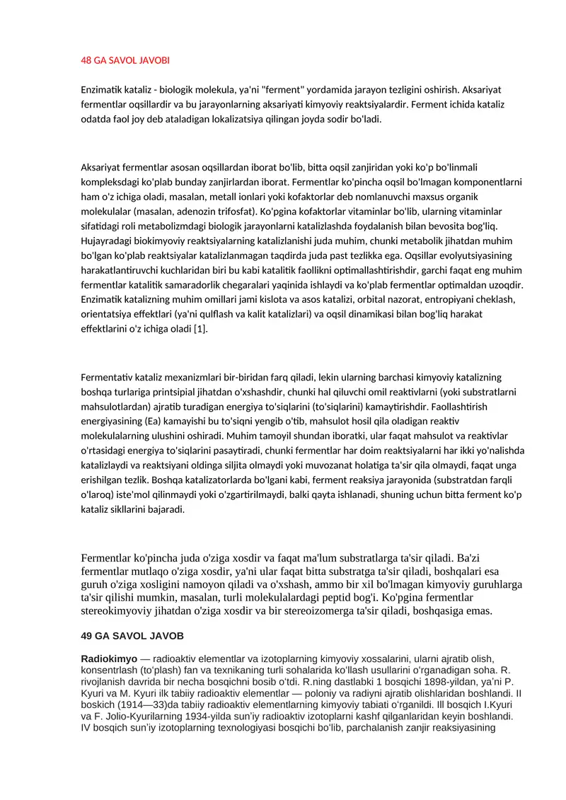 Enzimatik kataliz