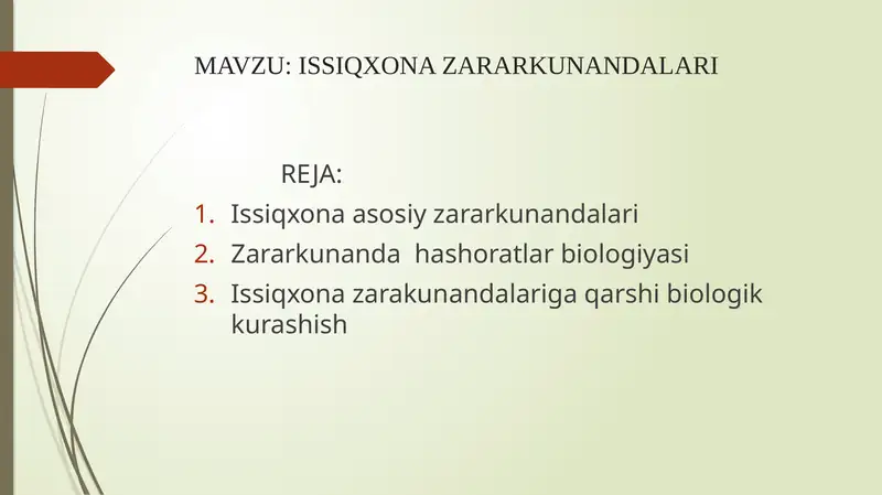 Issiqxona zararkunandalari