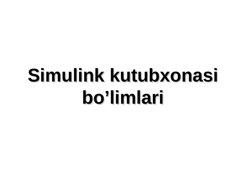 SimuLink blok kutubxonasi