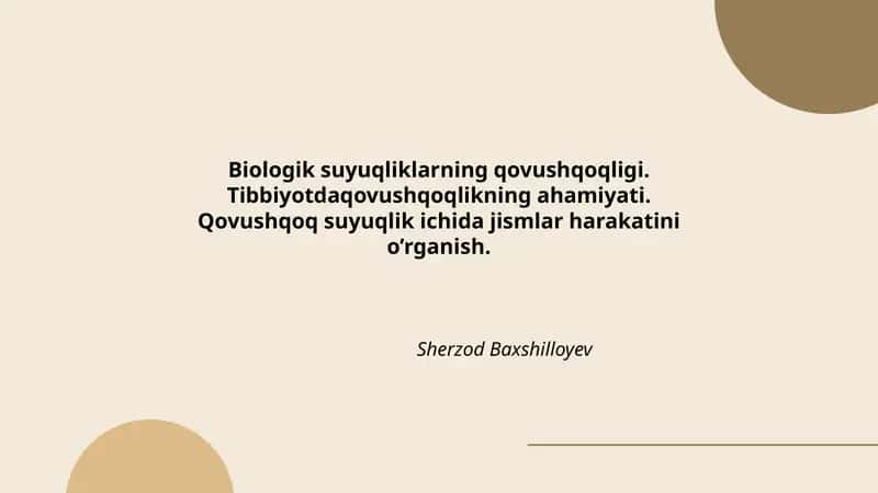 Biologik suyuqliklarning qovushqoqligi