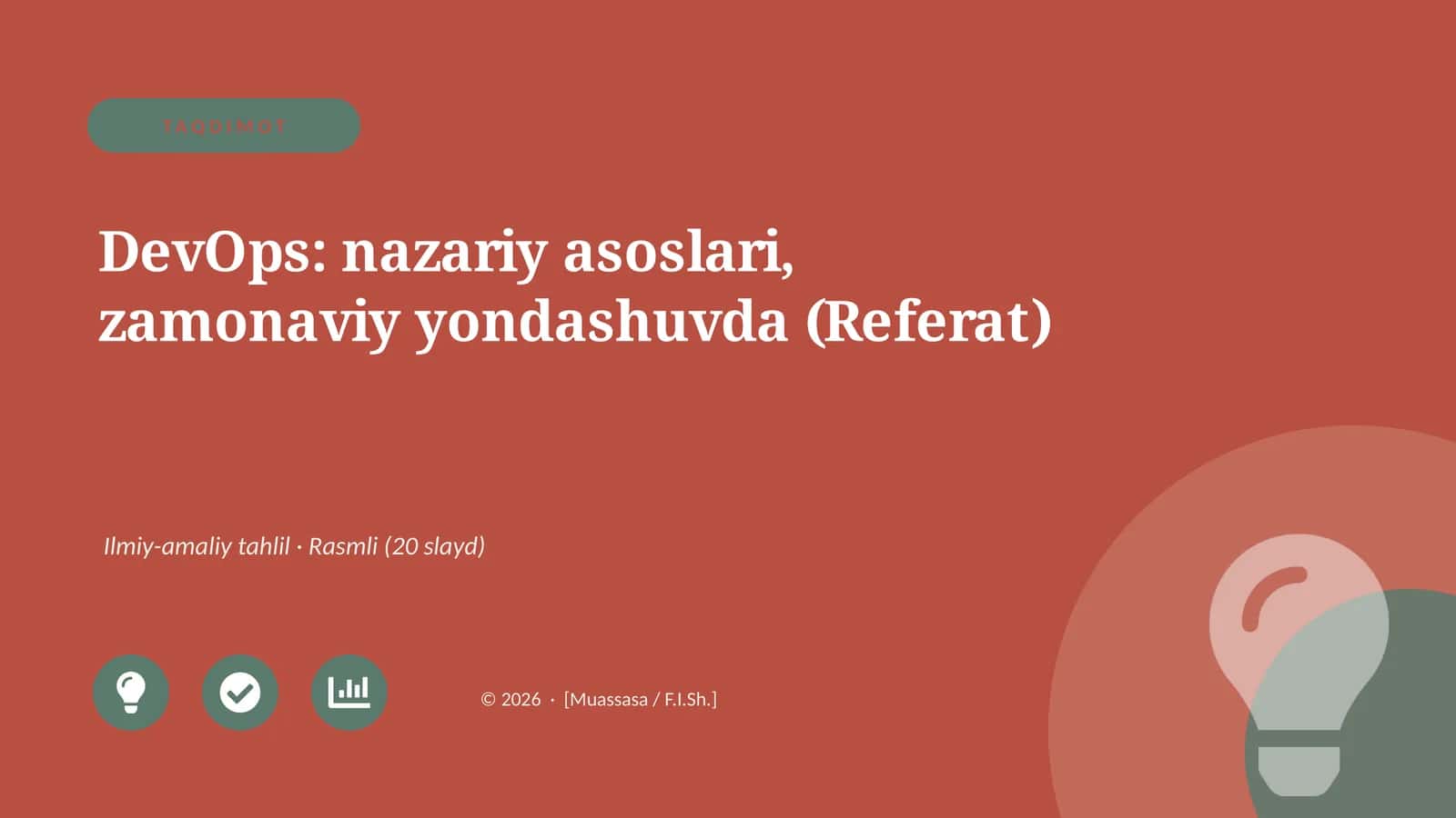 DevOps: nazariy asoslari, zamonaviy yondashuvda (Referat)