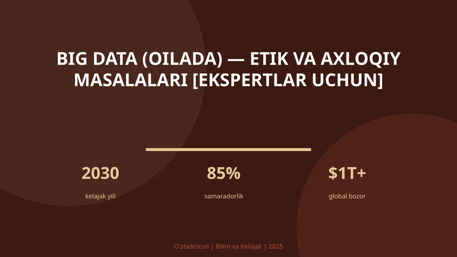 BIG DATA (OILADA) — ETIK VA AXLOQIY MASALALARI [EKSPERTLAR UCHUN]