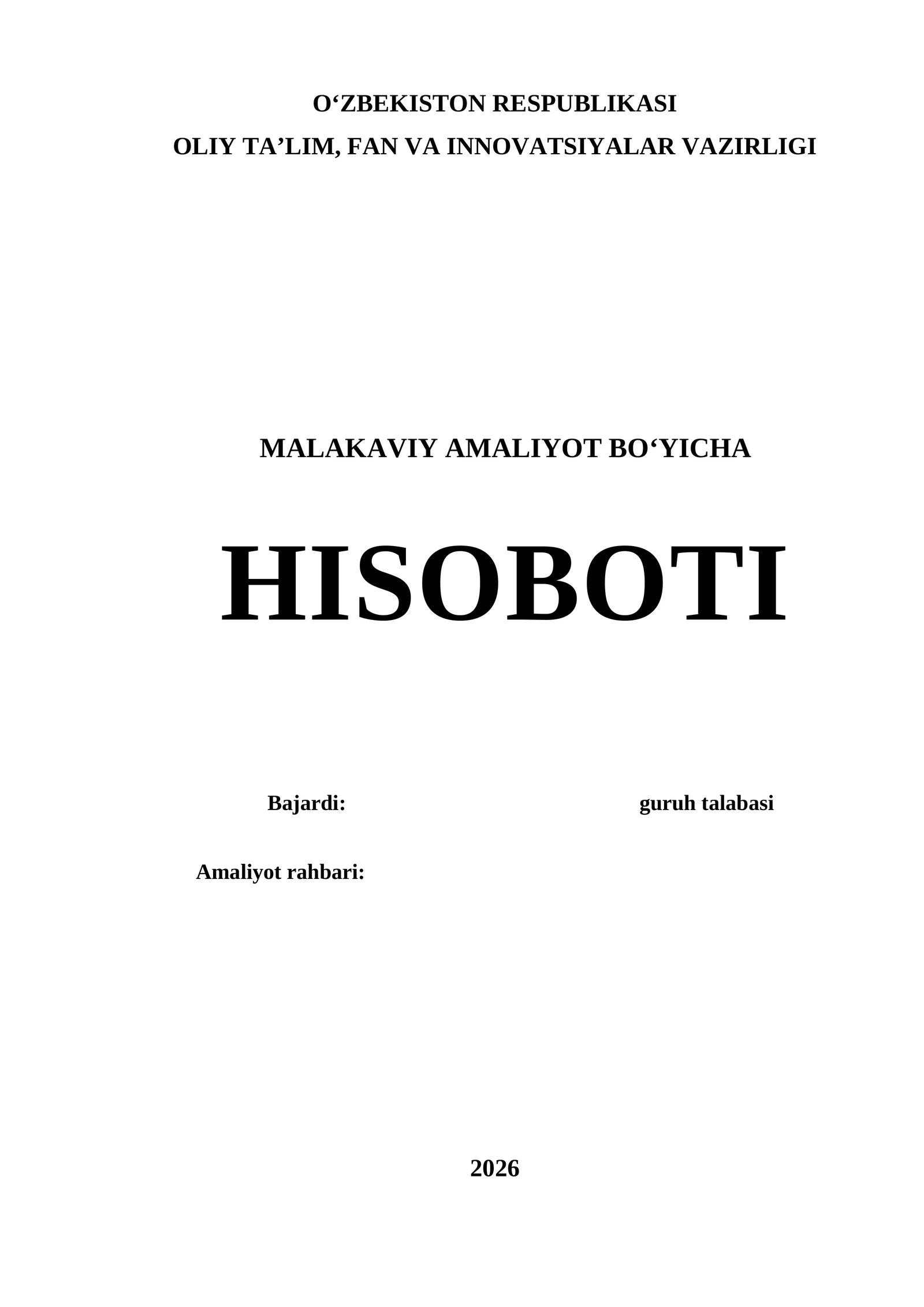 Mahallada MALAKAVIY AMALIYOT BO‘YICHA HISOBOTI