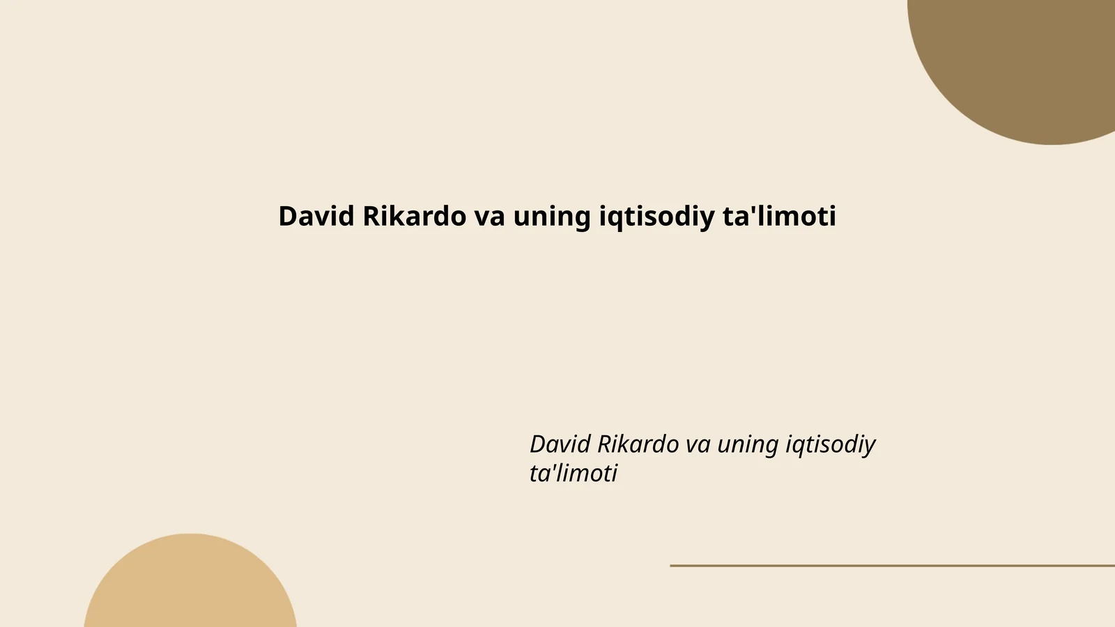 David Rikardoninig hayoti va ilmiy faoliyati