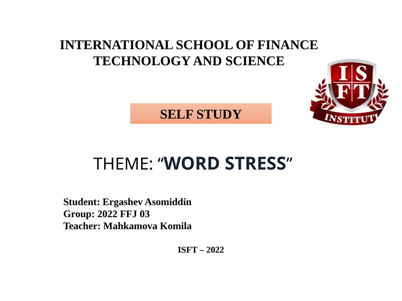 WORD STRESS