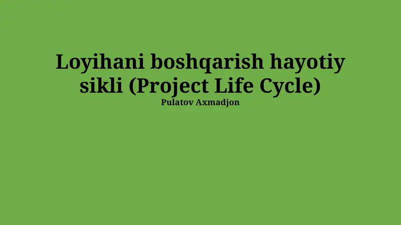 Loyihani boshqarish hayotiy sikli (Project Life Cycle)