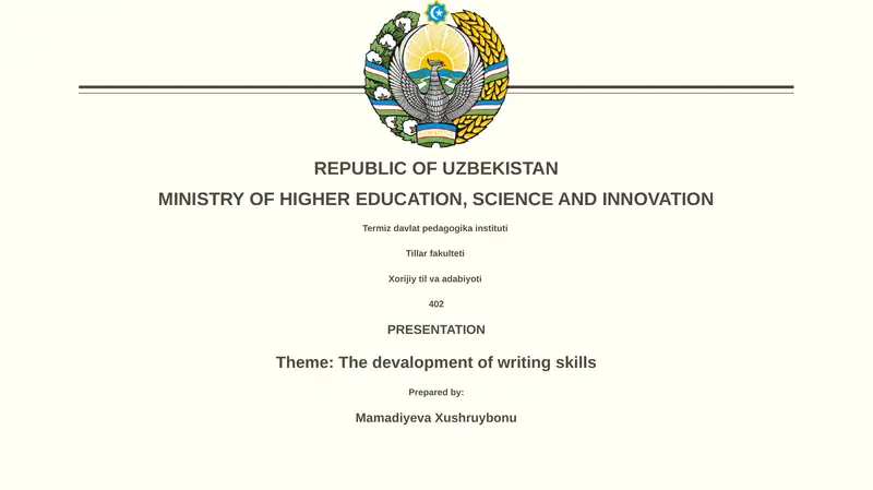 Presentation on The Development of Writing Skills