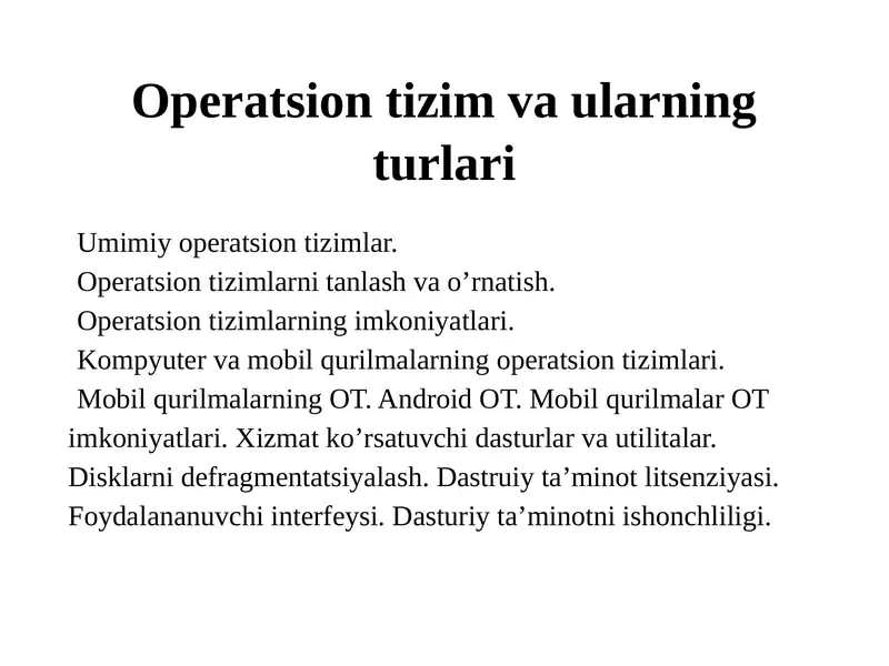 Operatsion Tizimlar