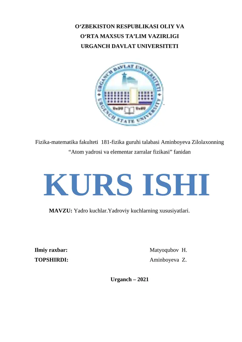 Yadroviy kuchlar va elementar zarralar fizikasi