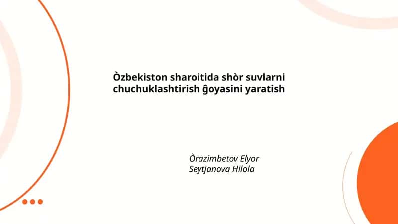 Shòr suvlarni chuchuklashtirish ĝoyasini yaratish