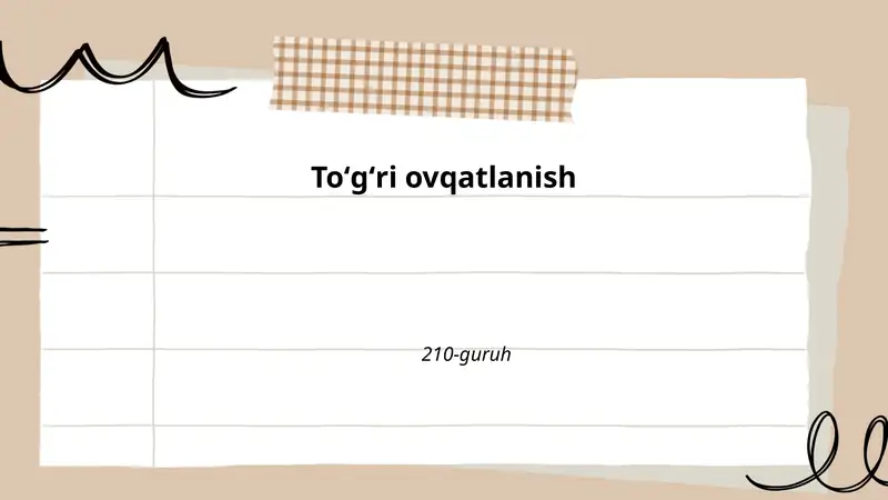 To'g'ri ovqatlanish