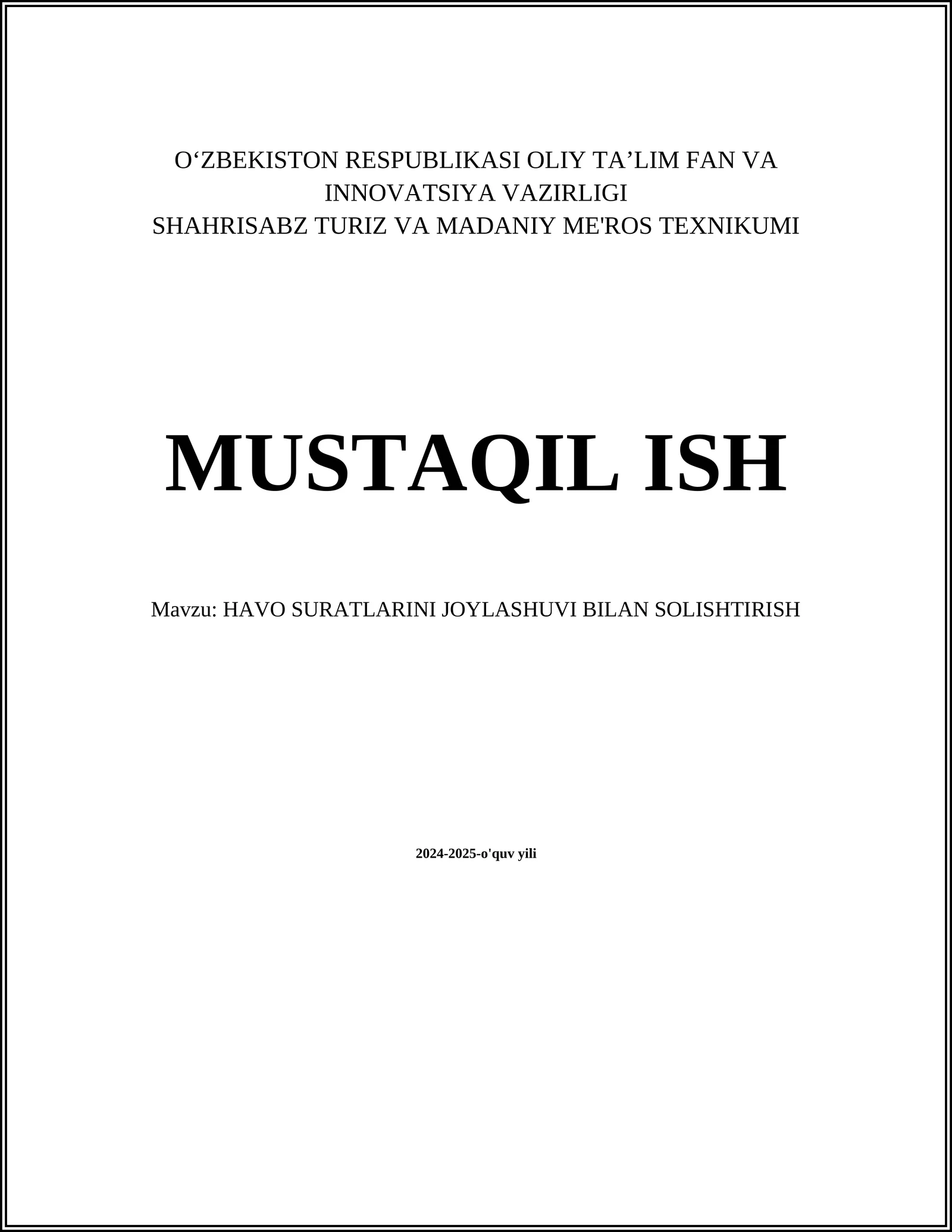 HAVO SURATLARINI JOYLASHUVI BILAN SOLISHTIRISH