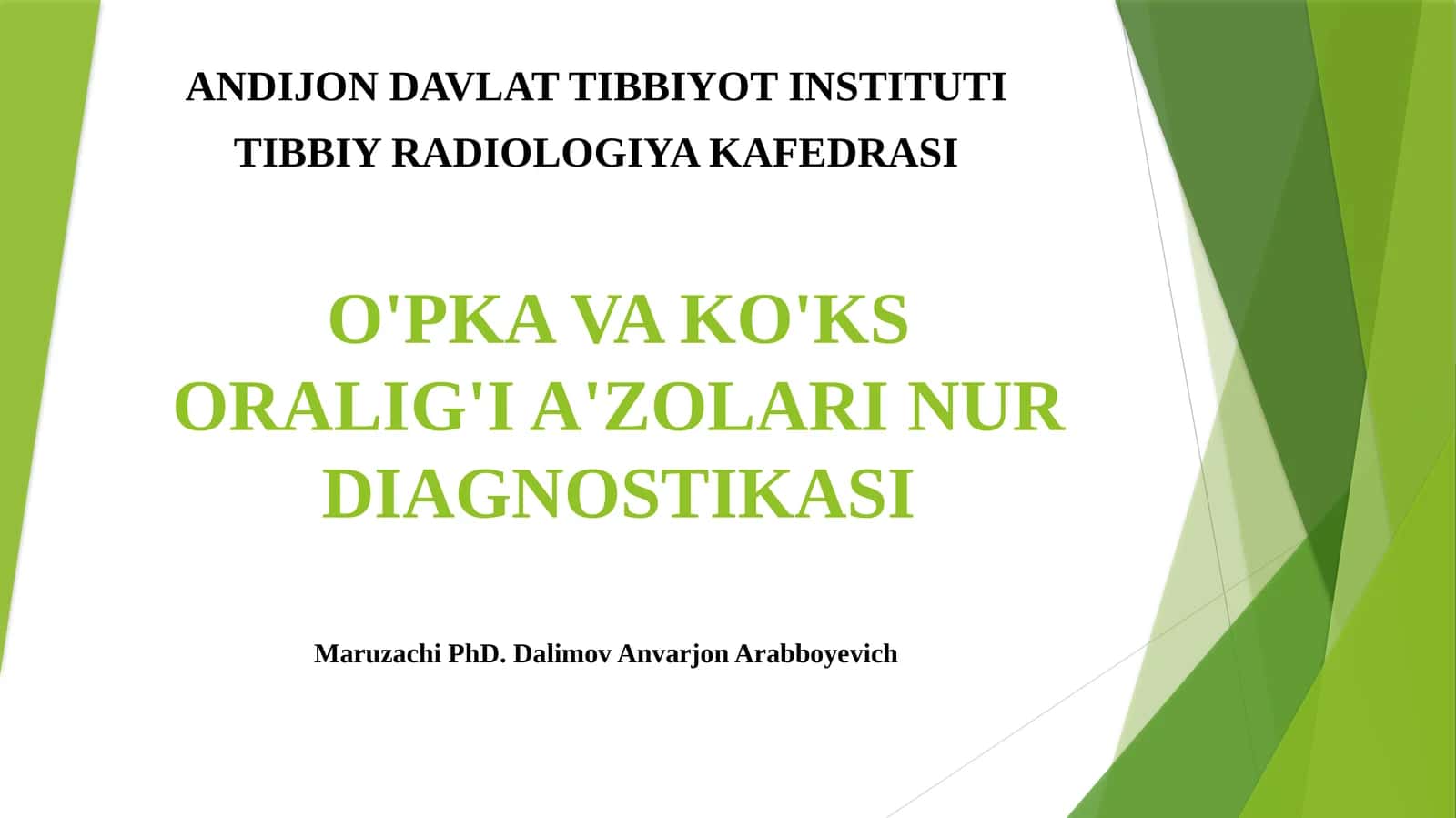 O'PKA VA KO'KS ORALIG'I A'ZOLARI NUR DIAGNOSTIKASI