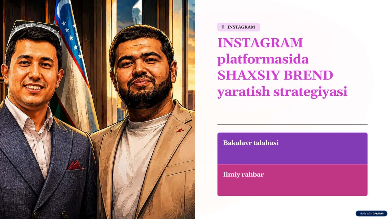INSTAGRAM platformasida SHAXSIY BREND yaratishstrategiyasi