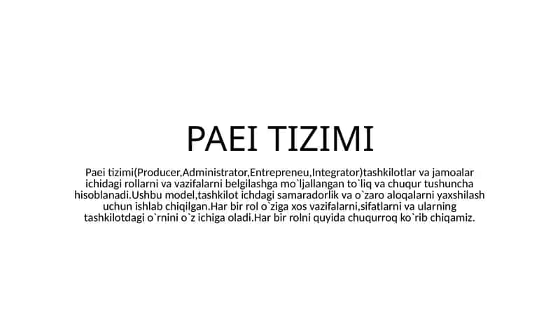 PAEI tizimi(HR boshqaruvi uchun tizim)
