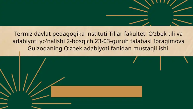 Ahmad Yassaviy va Ahmad Yugnakiyning hayoti va ijodimanbalari