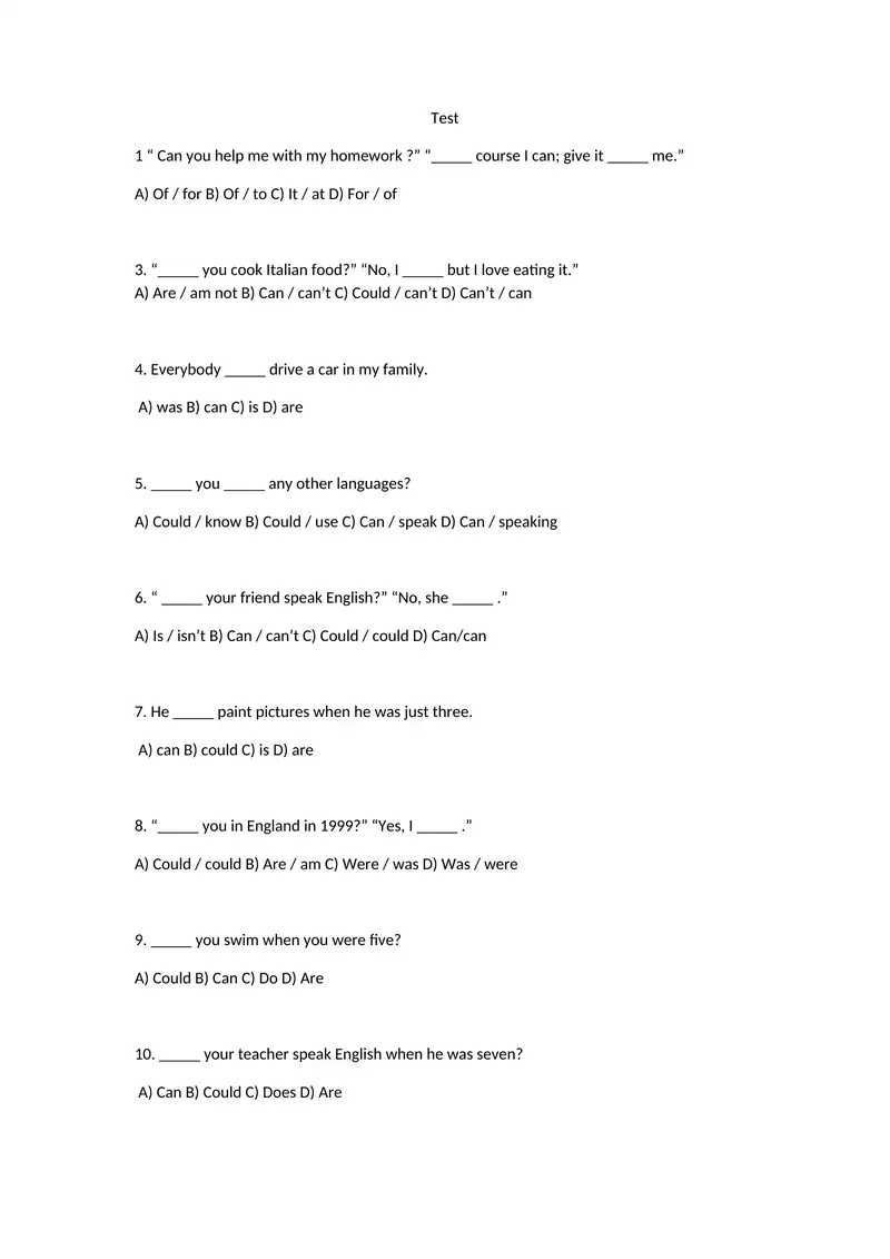 English Grammar Practice Questions
